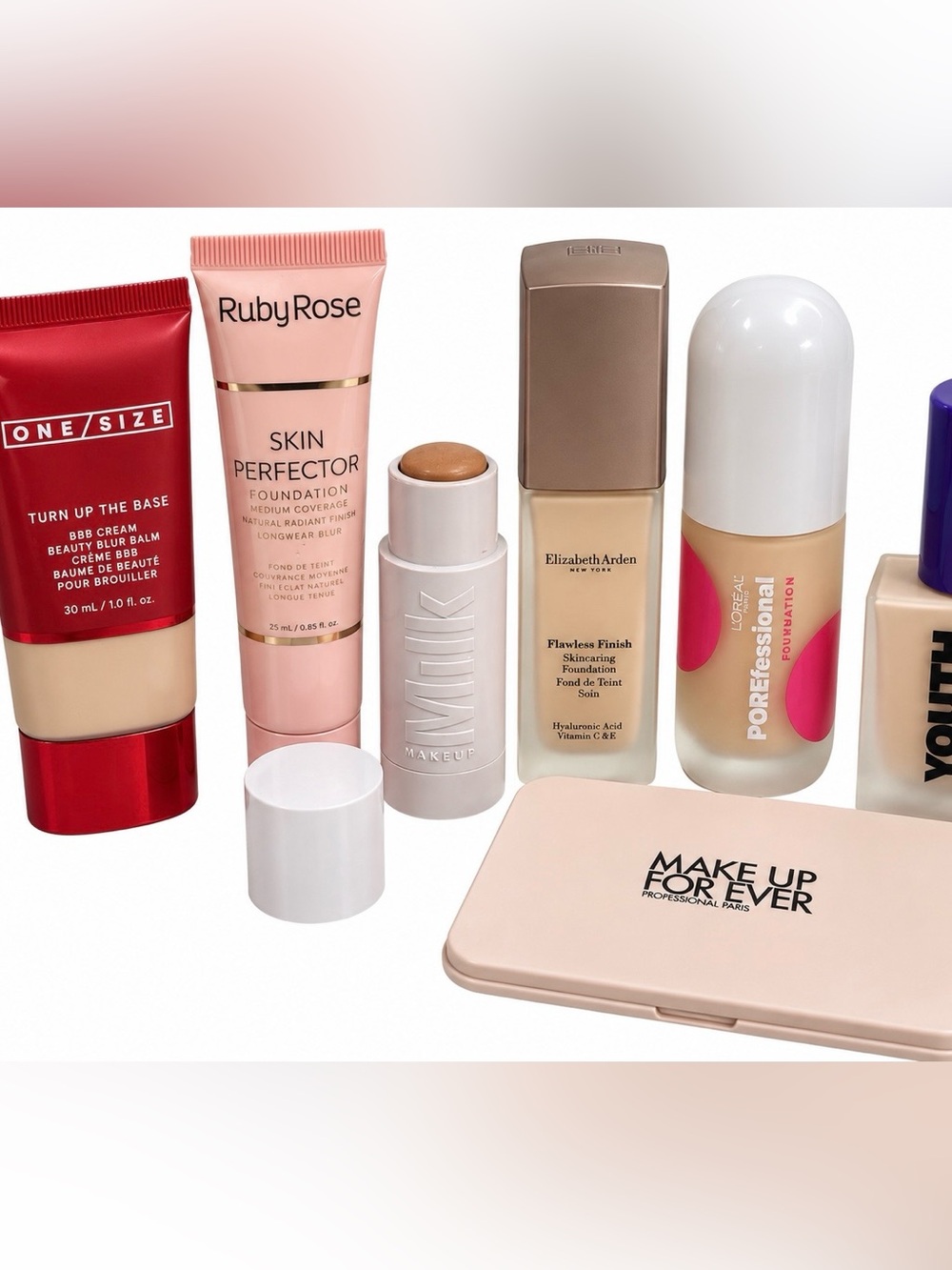 Designer + Luxury Foundation Lot: ONE/SIZE, Milk, Benefit, MUFE, YouthForia etc